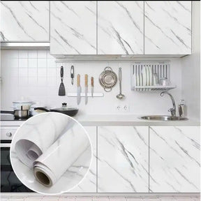 Papel de parede Adesivos para cozinha quarto Brilhante Lavável Mármore gelo 3M x60cm Resistente Agua
