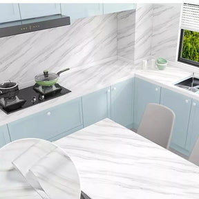 Papel de parede Adesivos para cozinha quarto Brilhante Lavável Mármore gelo 3M x60cm Resistente Agua