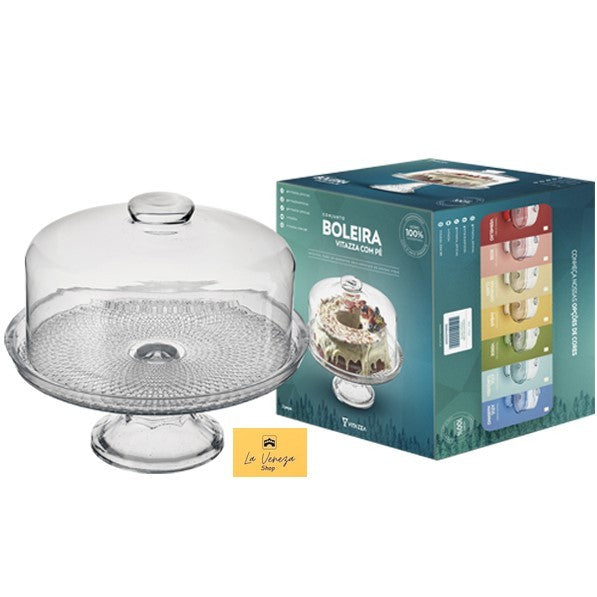 Boleira de Vidro com Prato e Tampa Vitazza | Alma & Casa