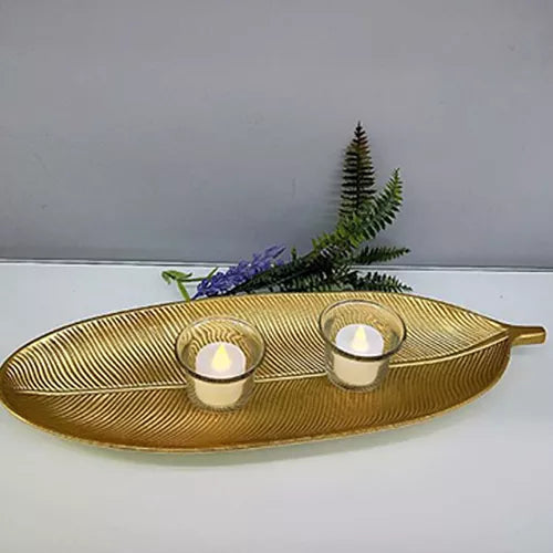 Bandeja Decorativa de madeira em Formato de Folha - Decoração de Qualidade - Tamanho: 58X21cm