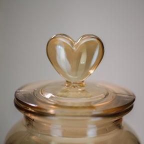 Pote Vidro Âmbar Hermético Decor Afeto Coração