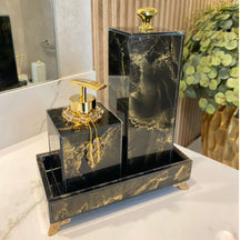 Conjunto Lavabo Luxo Mármore com Bandeja - Vidro | Alma & Casa