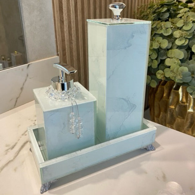 Conjunto Lavabo Luxo Mármore com Bandeja - Vidro | Alma & Casa