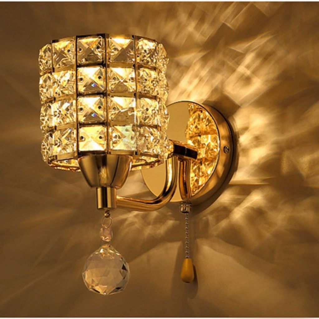 2 Arandelas de Cristal Dourada Luxo | Alma & Casa