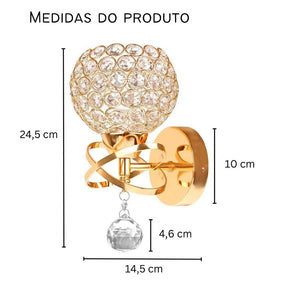 Arandela Dueto de Cristal, Dourado Moderna | Alma & Casa