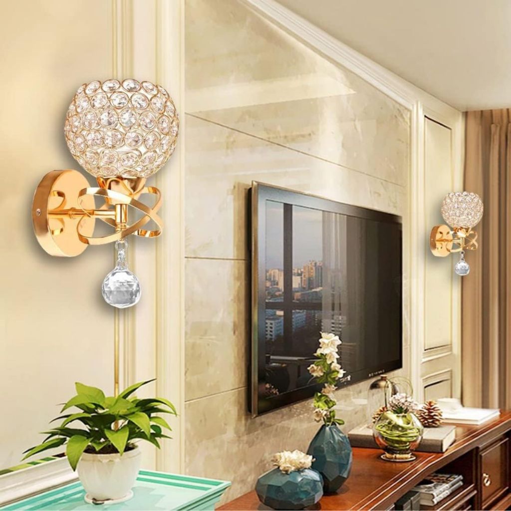Arandela Dueto de Cristal, Dourado Moderna | Alma & Casa