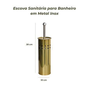 Kit Lavabo Inox Lixeira 5l E Escova Sanitária Dourado Dualii