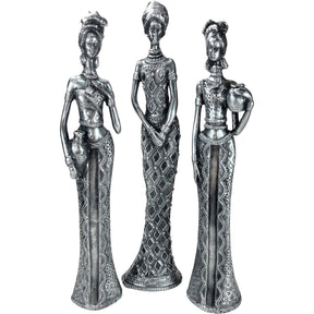 Trio De Estatuetas Africanas Com Jarro  - África