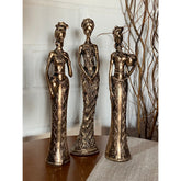 Trio De Estatuetas Africanas Com Jarro  - África