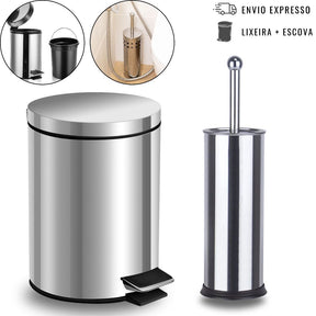 Kit Lixeira e Escova Inox: Charme para o Banheiro | Alma & Casa