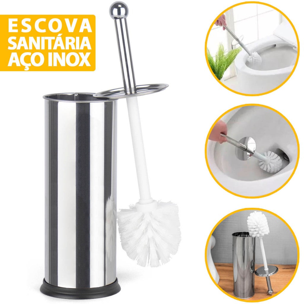 Kit Lixeira e Escova Inox: Charme para o Banheiro | Alma & Casa