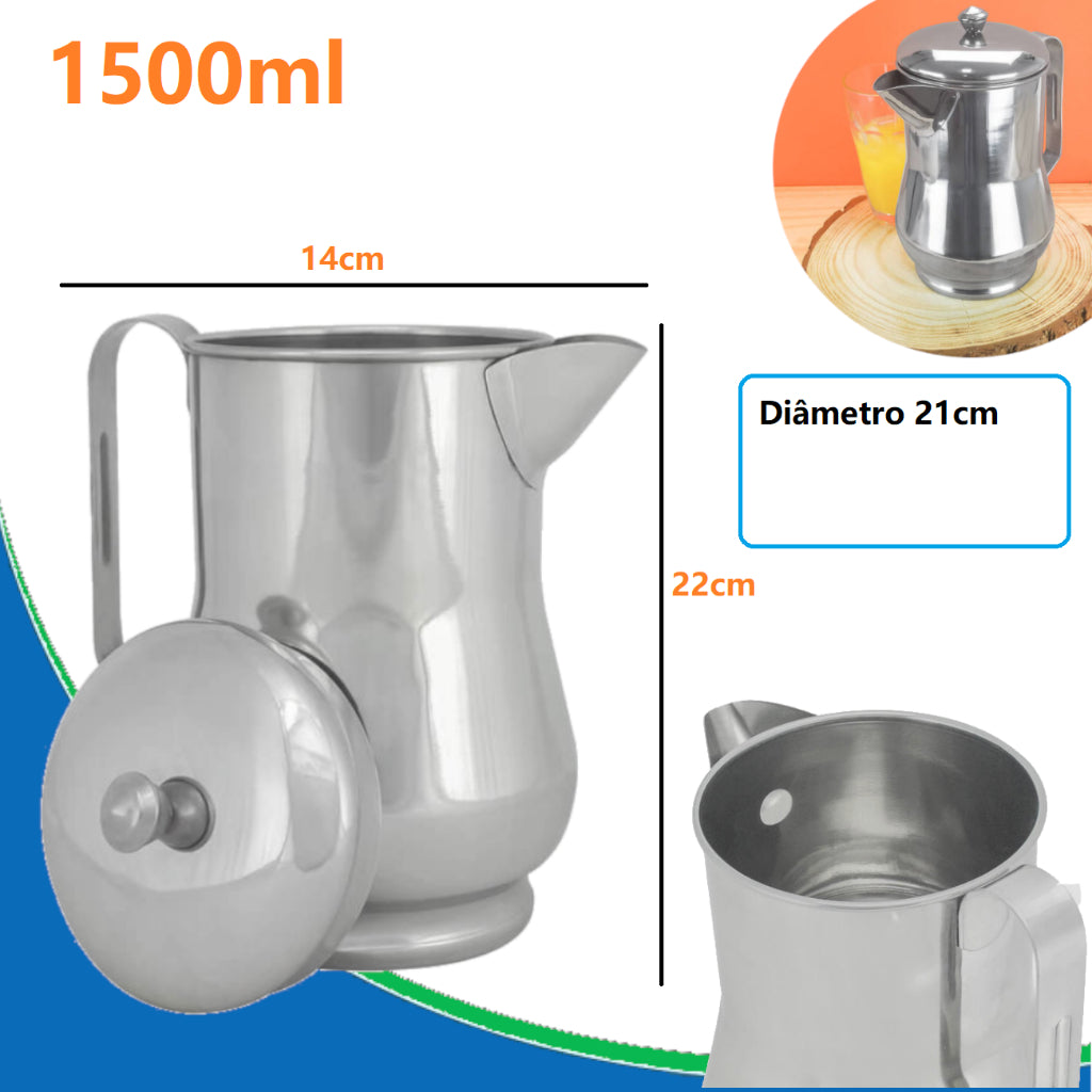 Jarra Inox 1,5L: Design e Frescor em Cada Detalhe | Alma & Casa