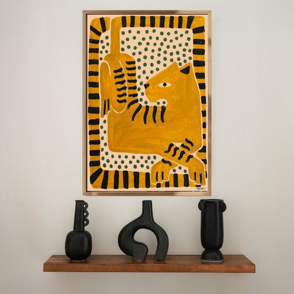 Quadro Indígena Onça Amarela 90x60 – Arte Cultural | Alma & Casa