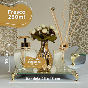 Conjunto Lavabo Luxo Bahamas com Bandeja Espelhada | Alma & Casa