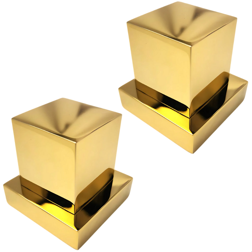 Kit 2 Acabamentos de Registro Dourado Quadrado 100% Metal Padrão Deca