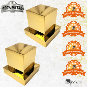 Kit 2 Acabamentos de Registro Dourado Quadrado 100% Metal Padrão Deca