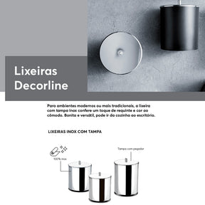 Lixeira Inox Decorline 3,2L: Sofisticação e Praticidade | Alma & Casa