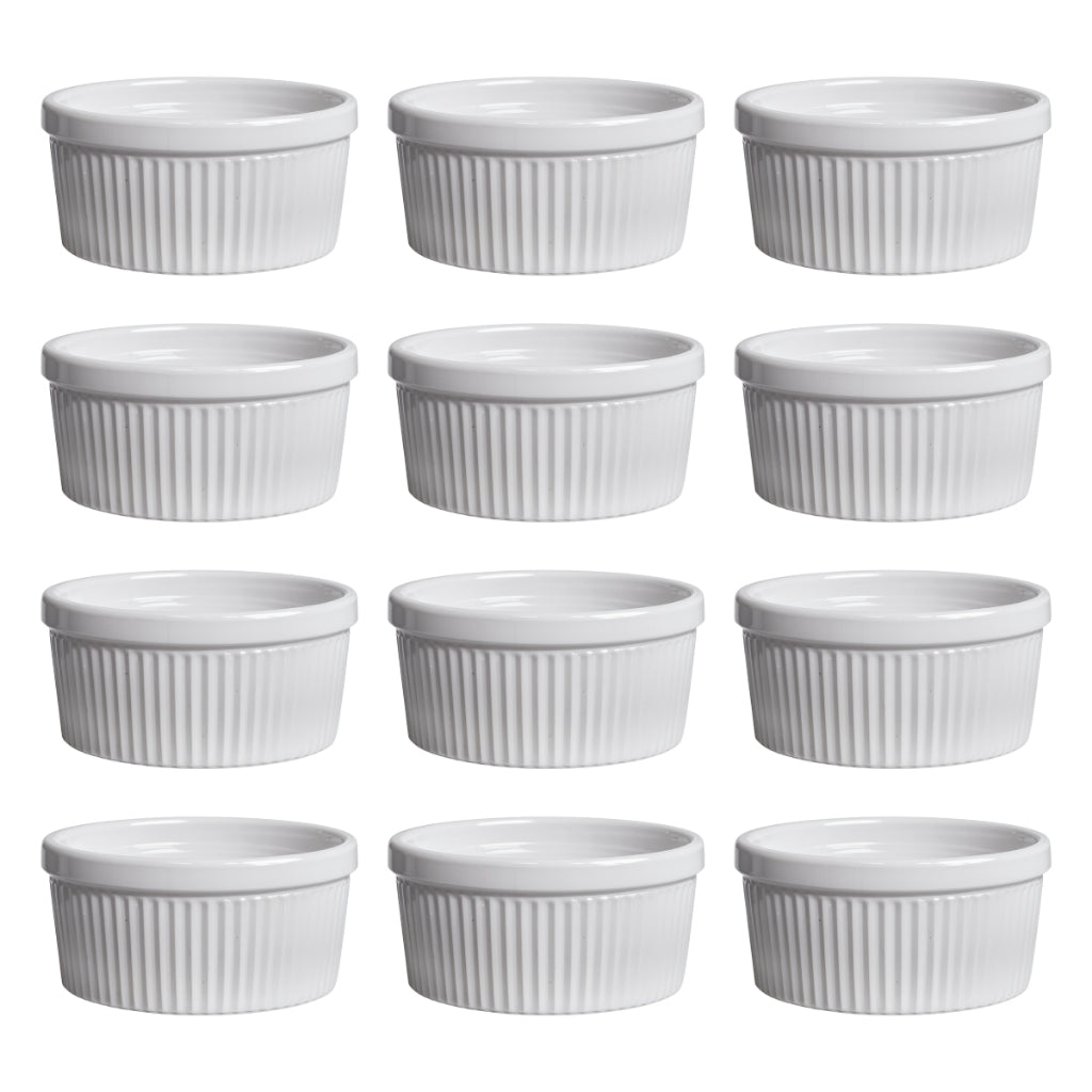 Kit 10 Ramequins Porcelana Branca 40ml Canelado | Alma & Casa