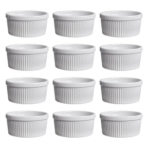 Kit 10 Ramequins Porcelana Branca 40ml Canelado | Alma & Casa