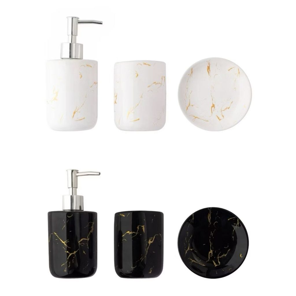 Conjunto Banheiro Marmorizado: Elegância no Lar | Alma & Casa
