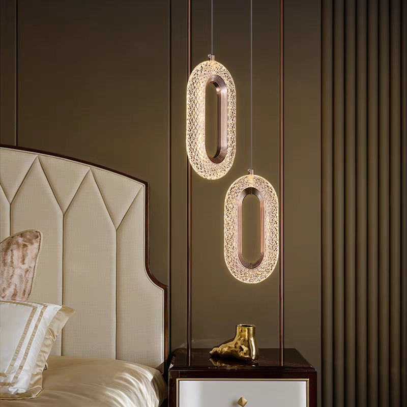 Pendente Cristal Oval Elipse Moderno Dourado – Geometria em Luz | Alma & Casa