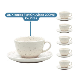 Conjunto 12 pcs de Xícaras Flat Chuvisco: Arte e Natureza à Mesa | Alma & Casa