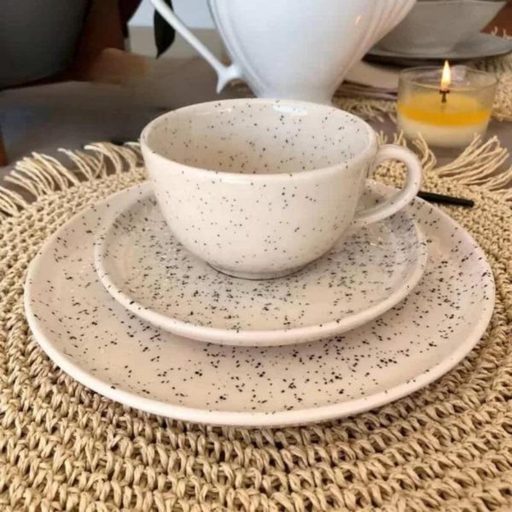 Conjunto 12 pcs de Xícaras Flat Chuvisco: Arte e Natureza à Mesa | Alma & Casa