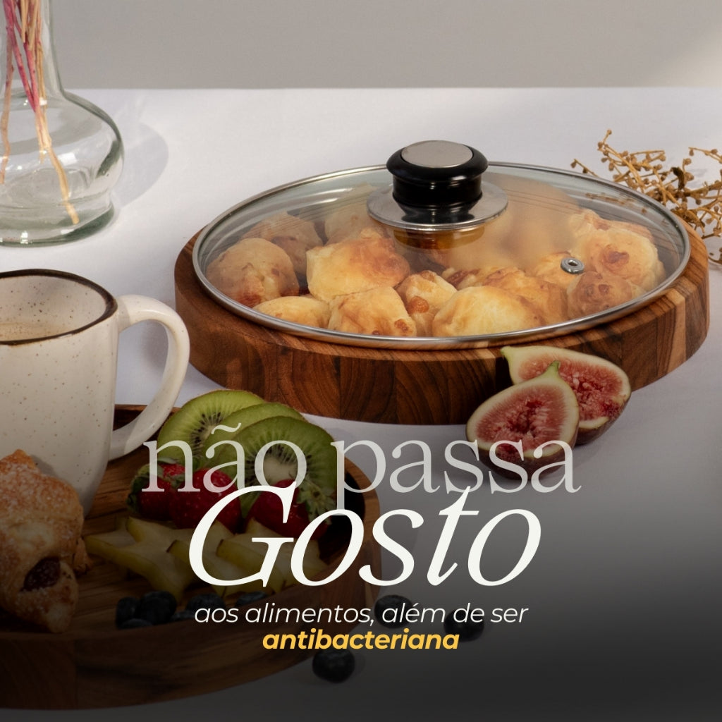2 Gamelas de Madeira Teca com Vidro Elegante | Alma & Casa