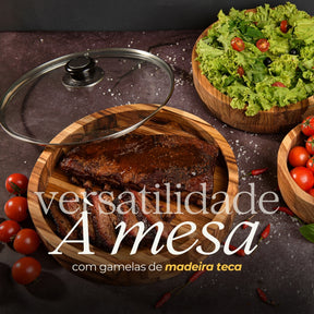 2 Gamelas de Madeira Teca com Vidro Elegante | Alma & Casa