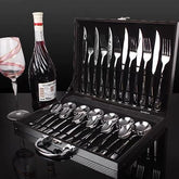 Talheres em Aço e Elegância com Maleta de Luxo 24 pcs | Alma & Casa