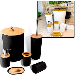 Kit Banheiro Bambu 6 Peças: Charme Natural e Elegância | Alma & Casa