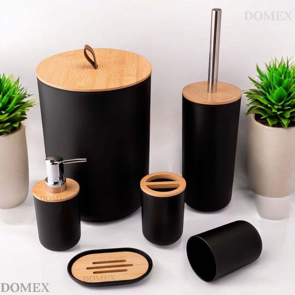 Kit Banheiro Bambu 6 Peças: Charme Natural e Elegância | Alma & Casa