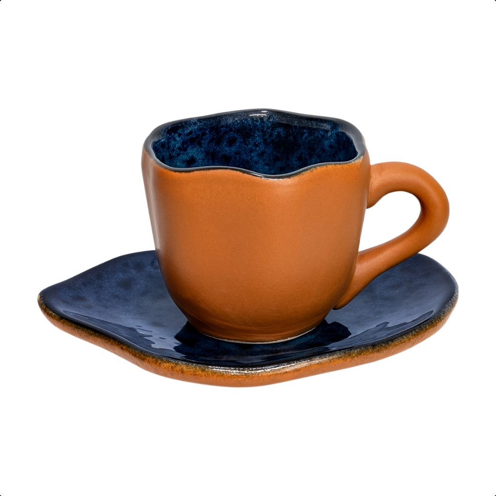Xícara Orgânica com Pires 180ml: Arte na Mesa | Alma & Casa
