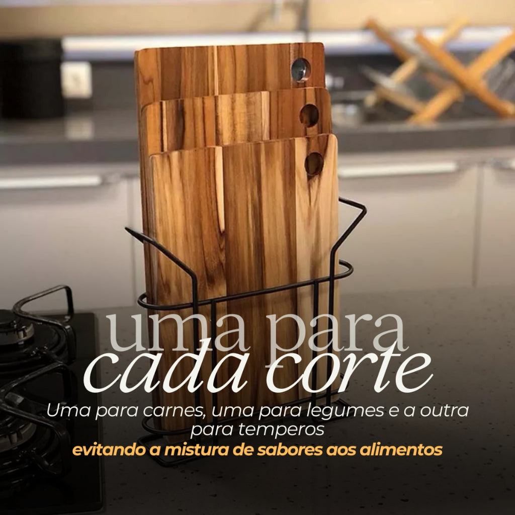 Tábuas de Corte com Suporte Elegante 3 pcs | Alma & Casa
