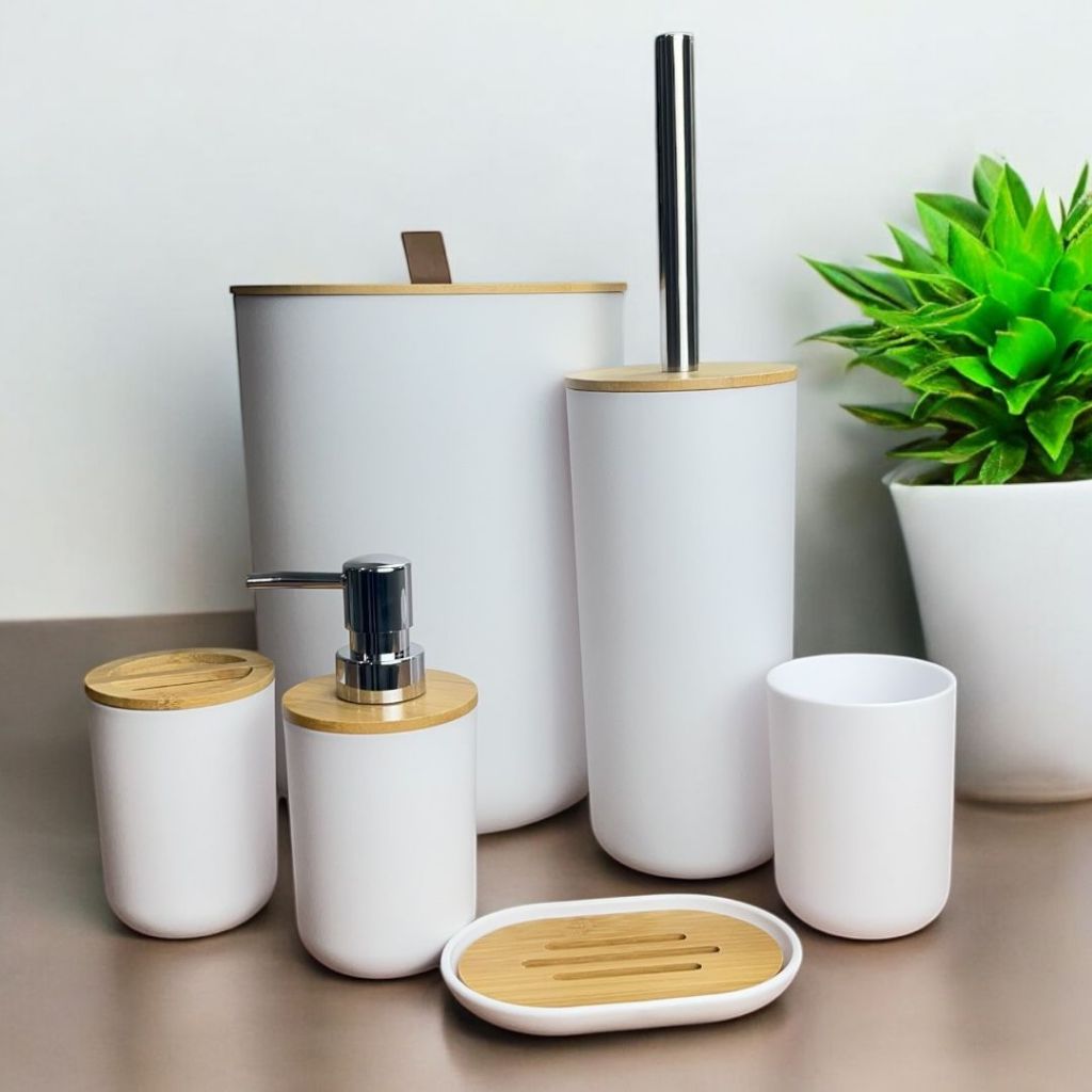 Kit Banheiro Bambu 6 Peças: Charme Natural e Elegância | Alma & Casa