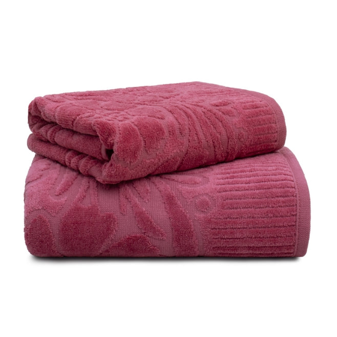 Jogo/Kit 2 Toalhas 1 Banho + 1 Rosto Velvet Flower Aveludada Super Macia 100% Algodão Alta Absorção