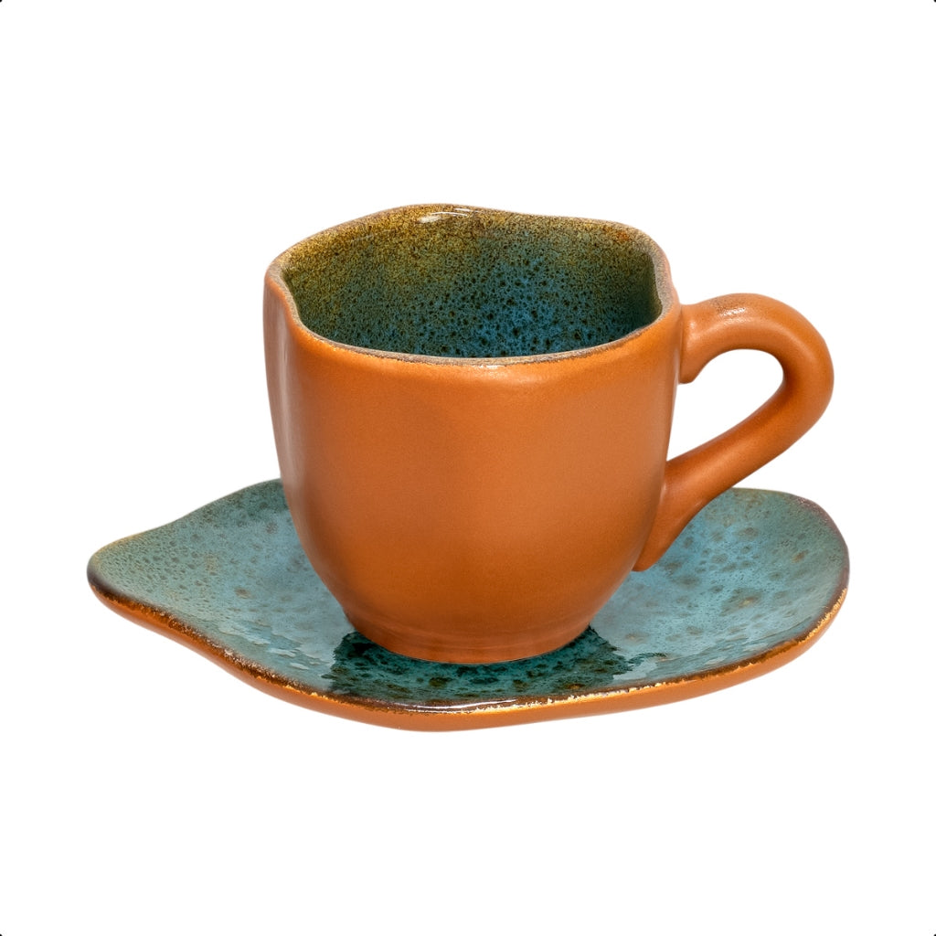 Xícara Orgânica com Pires 180ml: Arte na Mesa | Alma & Casa