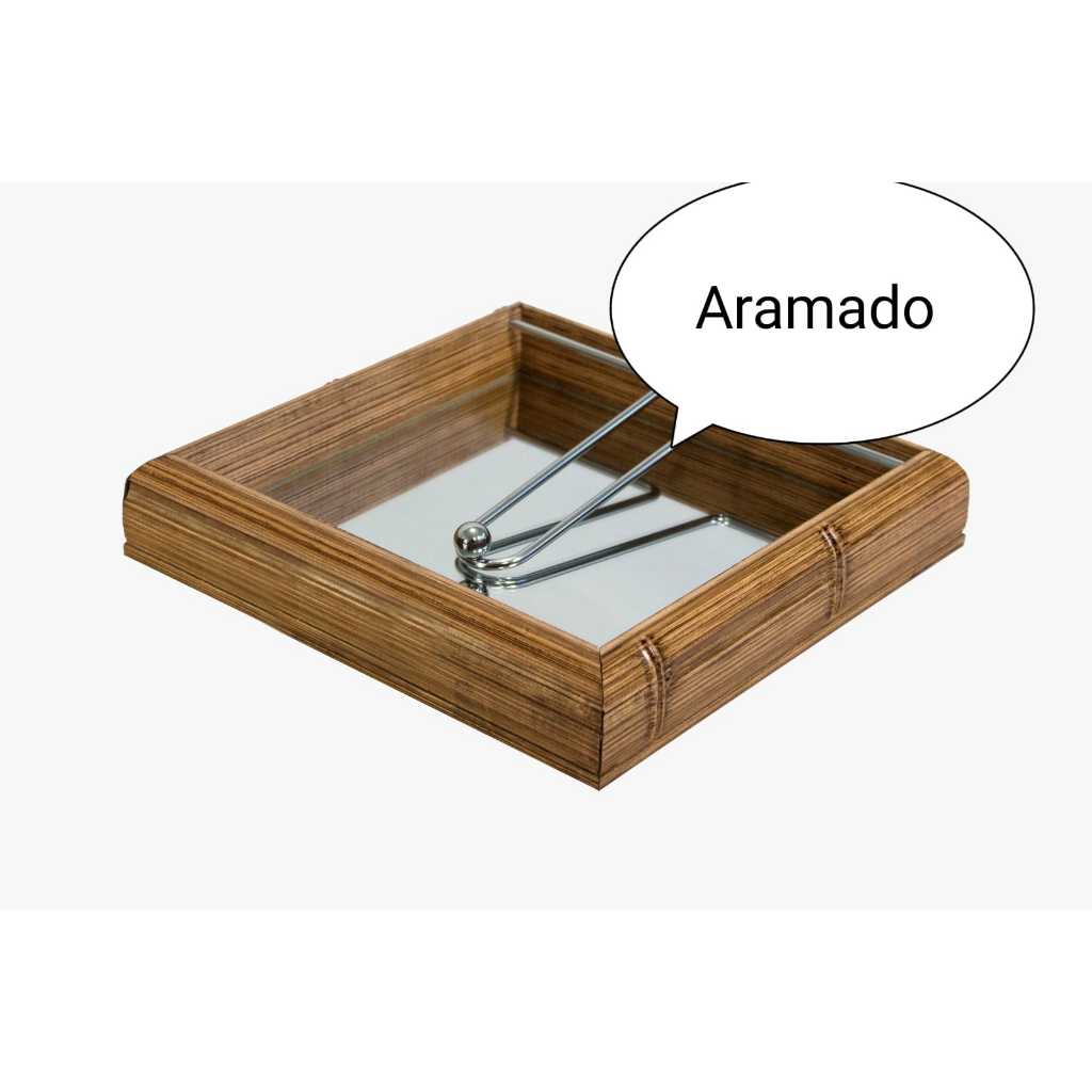 Porta-Guardanapos Espelhado em Madeira e Metal | Alma & Casa