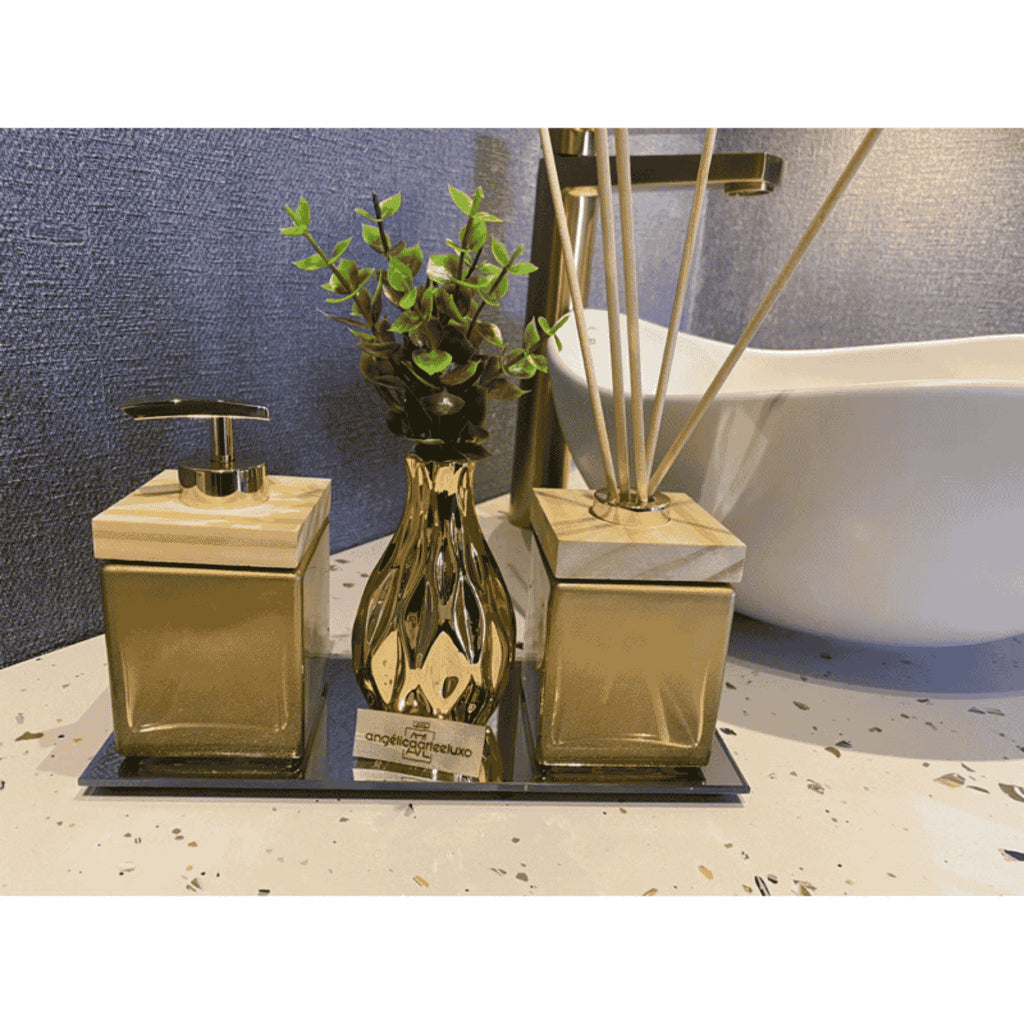 Conjunto Aromático Luxo Dourado: Charme e Perfume | Alma & Casa