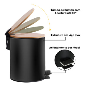 Lixeira Inox Bambu: Praticidade que Surpreende | Alma & Casa