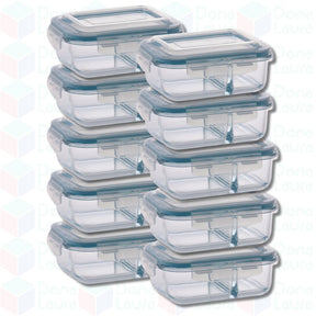 Conjunto Com 10 Potes 640ml De Vidro com Divisória Hermético