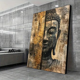 Quadro decorativo 1 peça 110x80 buda dourado ouro moderno abstrato decoração para casa sala quarto hall