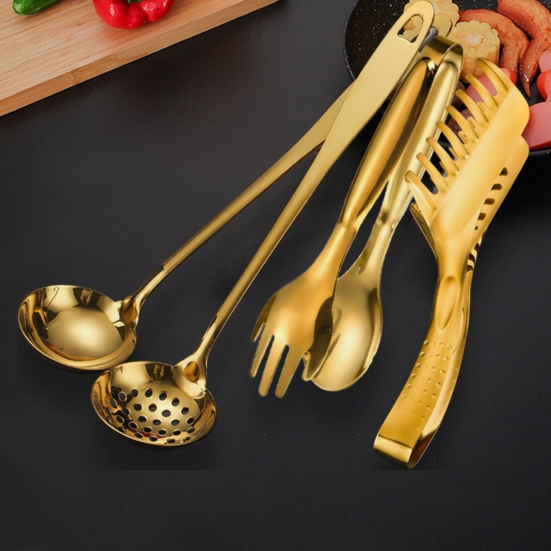 Jogo de Talheres Dourado Aço Inox 4 Peças Elegantes | Alma & Casa