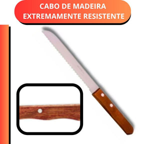 Faca de pão inox profissional com corte serrilhado preciso. Sofisticação, durabilidade e design elegante para sua cozinha | Alma & Casa.