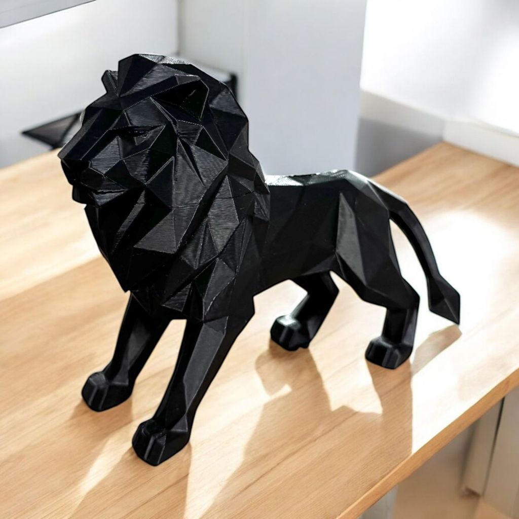 Escultura Leão Geométrico 3D Decorativa | Alma & Casa