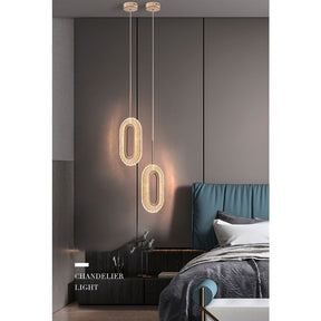 Pendente Cristal Oval Elipse Moderno Dourado – Geometria em Luz | Alma & Casa