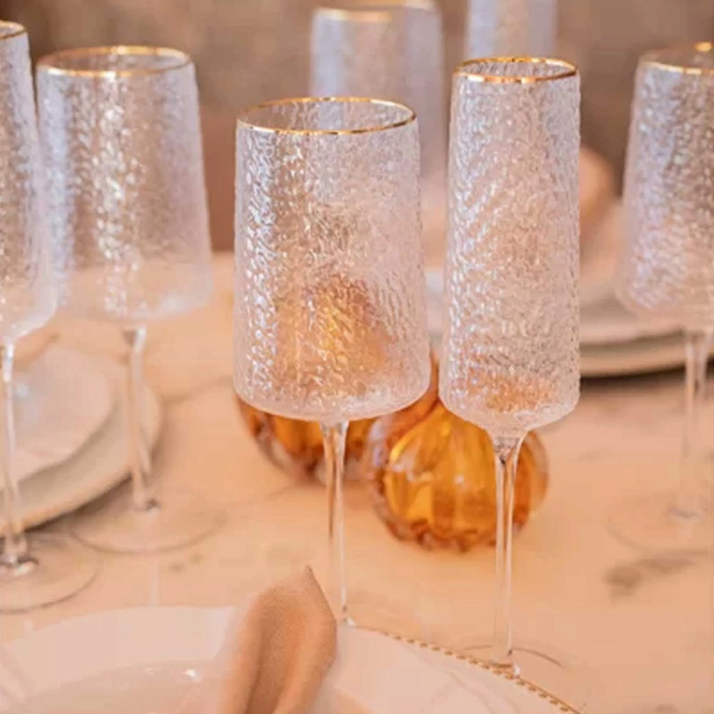 Taça Champanhe Cristal com Fio Dourado - 01 peça| Alma & Casa
