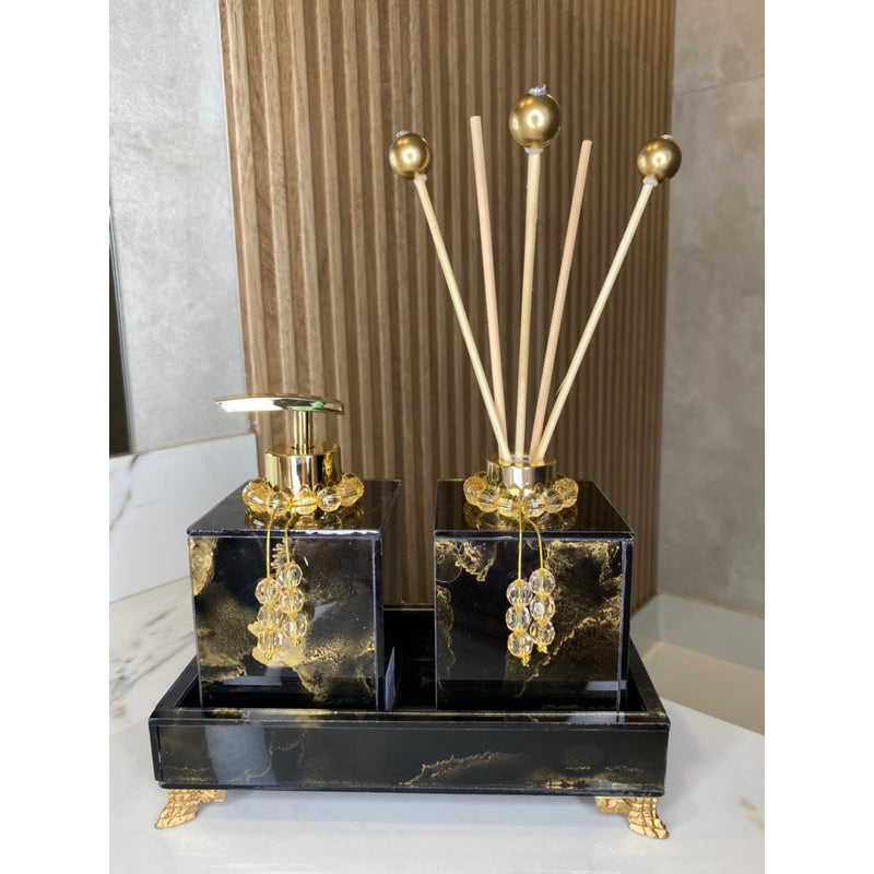 Conjunto Completo Lavabo Luxo com Efeito Mármore | Alma & Casa