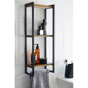 Prateleira com Suporte Toalha em Metalon e MDF | Alma & Casa