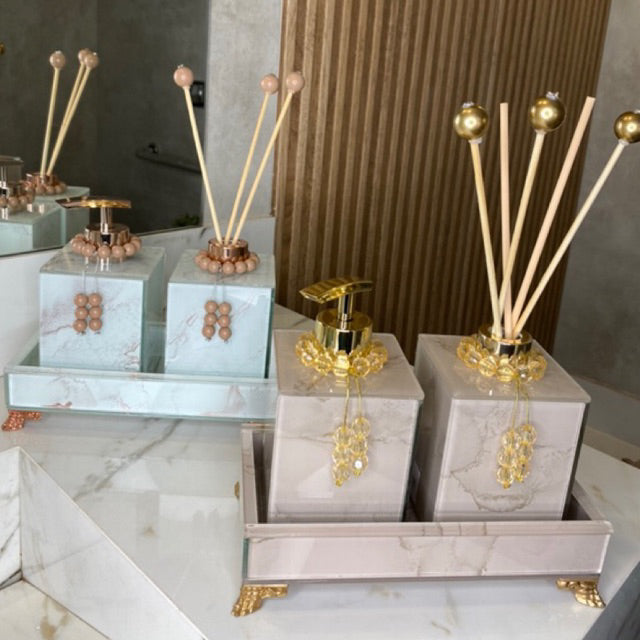 Conjunto Completo Lavabo Luxo com Efeito Mármore | Alma & Casa